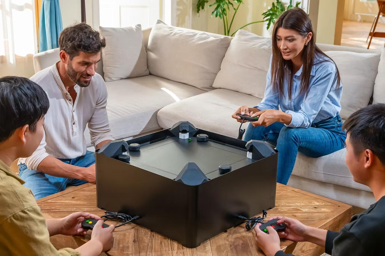 Four-sided air hockey table game looks like pure chaos post thumbnail image